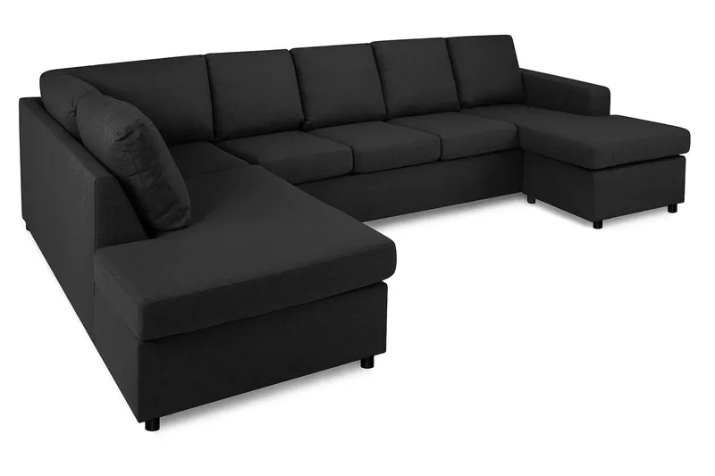 Crazy 5-sits Vänstervänd U-formad Soffa med Divan och Schäslong i Tyg - Antracit - Möbler - Soffa - U-soffa