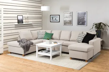Crazy 5-sits Vänstervänd U-formad Soffa med Divan och Schäslong i Tyg - Beige - Möbler - Soffa - U-soffa