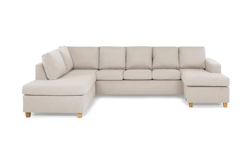 Crazy 5-sits Vänstervänd U-formad Soffa med Divan och Schäslong i Tyg, Beige