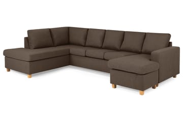 Crazy 5-sits Vänstervänd U-formad Soffa med Divan och Schäslong i Tyg - Brun - Möbler - Soffa - U-soffa
