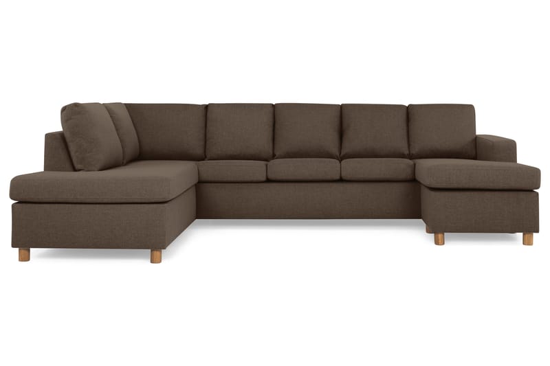 Crazy 5-sits Vänstervänd U-formad Soffa med Divan och Schäslong i Tyg, Brun