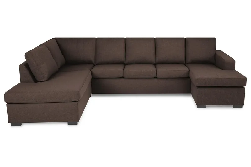 Crazy 5-sits Vänstervänd U-formad Soffa med Divan och Schäslong i Tyg - Brun - Möbler - Soffa - U-soffa