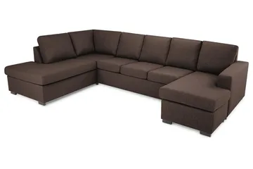 Crazy 5-sits Vänstervänd U-formad Soffa med Divan och Schäslong i Tyg - Brun - Möbler - Soffa - U-soffa