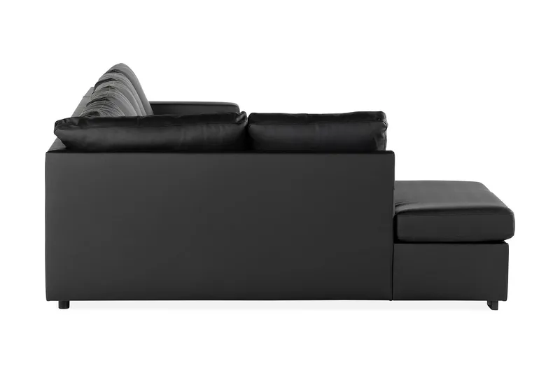 Crazy 5-sits Vänstervänd U-formad X-Large Soffa med Divan och Schäslong i Konstläder - Svart - Möbler - Soffa - Skinnsoffor