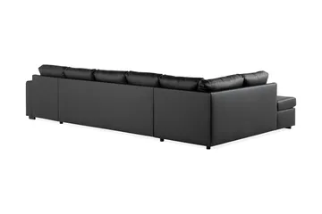 Crazy 5-sits Vänstervänd U-formad X-Large Soffa med Divan och Schäslong i Konstläder - Svart - Möbler - Soffa - Skinnsoffor