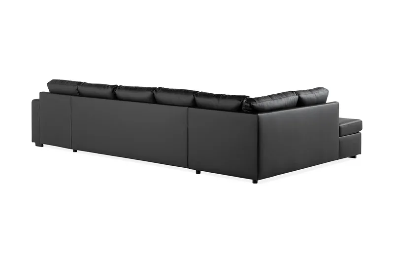 Crazy 5-sits Vänstervänd U-formad X-Large Soffa med Divan och Schäslong i Konstläder - Svart - Möbler - Soffa - Skinnsoffor