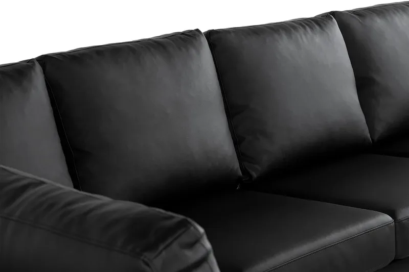 Crazy 5-sits Vänstervänd U-formad X-Large Soffa med Divan och Schäslong i Konstläder - Svart - Möbler - Soffa - Skinnsoffor