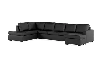Crazy 5-sits Vänstervänd U-formad X-Large Soffa med Divan och Schäslong i Konstläder - Svart - Möbler - Soffa - Skinnsoffor