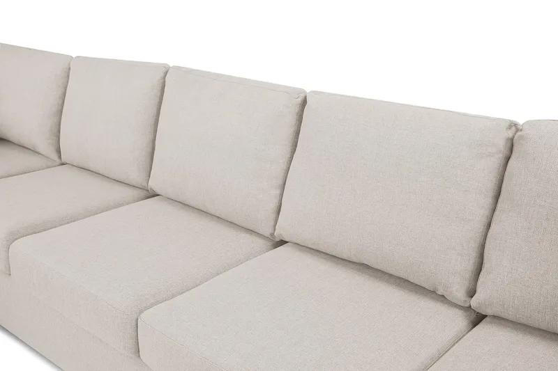 Crazy 5-sits Vänstervänd U-formad X-Large Soffa med Divan och Schäslong i Tyg - Beige - Möbler - Soffa - U-soffa