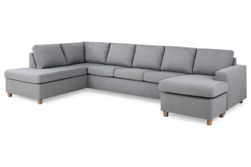 Crazy 5-sits Vänstervänd U-formad X-Large Soffa med Divan och Schäslong i Tyg - Grå - Möbler - Soffa - U-soffa