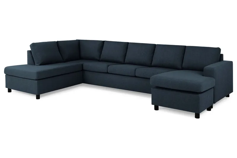 Crazy 5-sits Vänstervänd U-formad X-Large Soffa med Divan och Schäslong i Tyg - Mörkblå - Möbler - Soffa - U-soffa