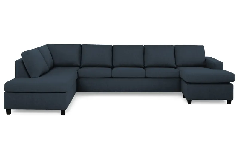 Crazy 5-sits Vänstervänd U-formad X-Large Soffa med Divan och Schäslong i Tyg, Mörkblå
