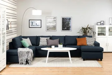 Crazy 5-sits Vänstervänd U-formad X-Large Soffa med Divan och Schäslong i Tyg - Mörkblå - Möbler - Soffa - U-soffa