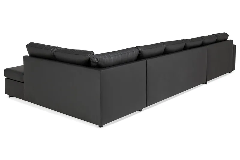 Crazy 6-sits Högervänd U-formad XX-Large Soffa med Divan och Schäslong i Konstläder - Svart - Möbler - Soffa - Skinnsoffor