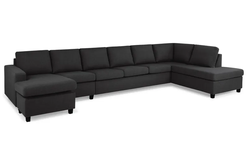 Crazy 6-sits Högervänd U-formad XX-Large Soffa med Divan och Schäslong i Tyg - Antracit - Möbler - Soffa - U-soffa