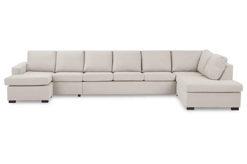 Crazy 6-sits Högervänd U-formad XX-Large Soffa med Divan och Schäslong i Tyg - Beige - Möbler - Soffa - U-soffa