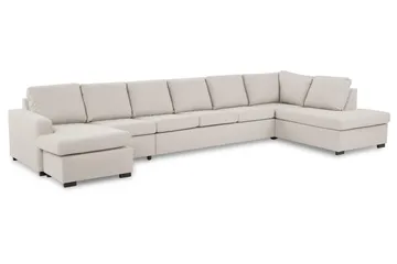 Crazy 6-sits Högervänd U-formad XX-Large Soffa med Divan och Schäslong i Tyg - Beige - Möbler - Soffa - U-soffa