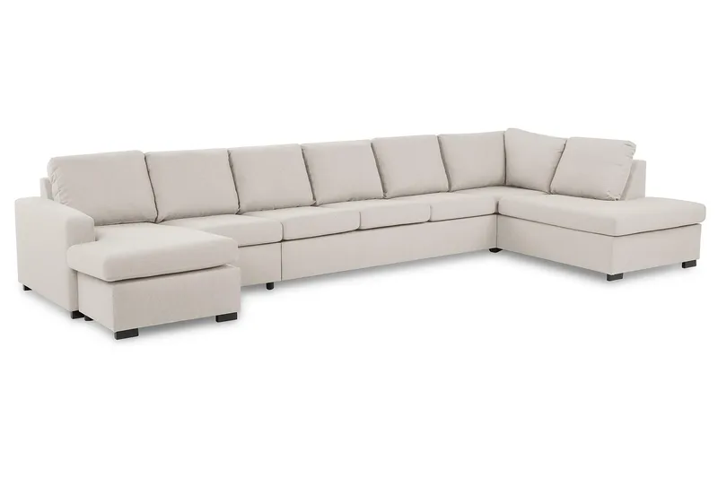 Crazy 6-sits Högervänd U-formad XX-Large Soffa med Divan och Schäslong i Tyg - Beige - Möbler - Soffa - U-soffa