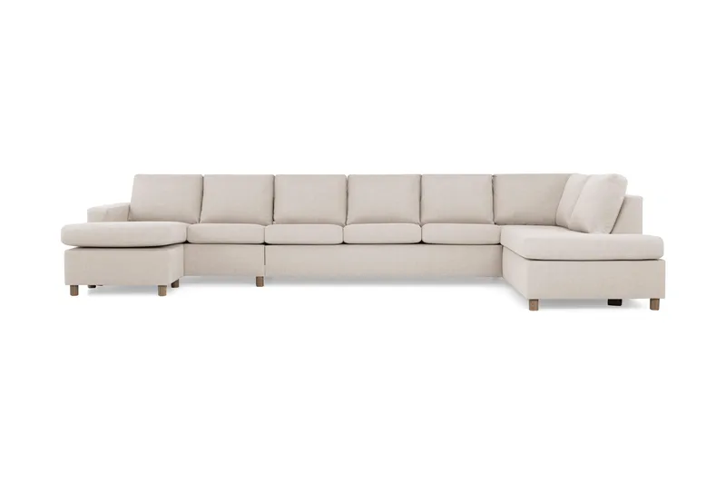 Crazy 6-sits Högervänd U-formad XX-Large Soffa med Divan och Schäslong i Tyg, Beige