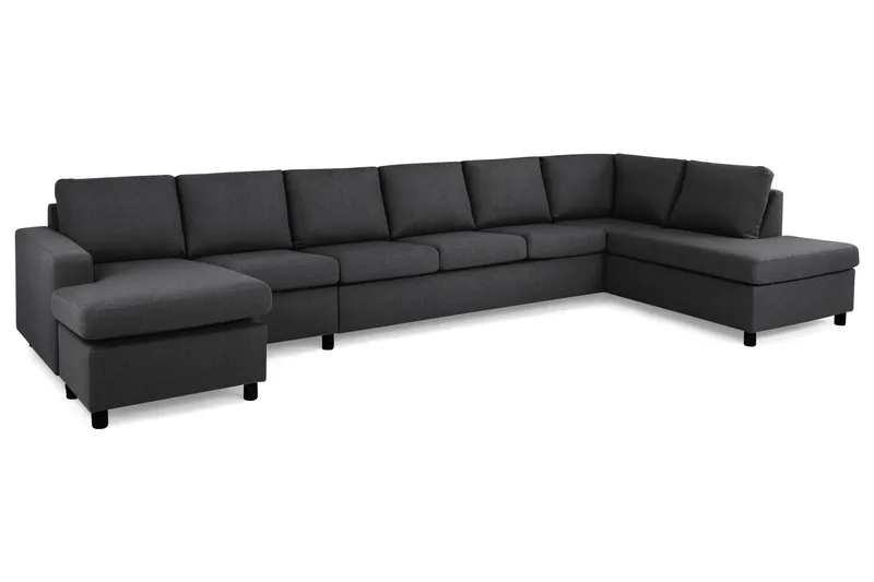 Crazy 6-sits Högervänd U-formad XX-Large Soffa med Divan och Schäslong i Tyg - Mörkgrå - Möbler - Soffa - U-soffa