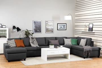 Crazy 6-sits Högervänd U-formad XX-Large Soffa med Divan och Schäslong i Tyg - Mörkgrå - Möbler - Soffa - U-soffa
