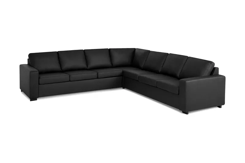 Crazy 6-sits Vändbar L-formad X-Large Hörnsoffa i Konstläder - Svart - Möbler - Soffa - Skinnsoffor
