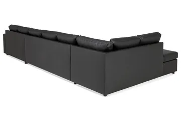 Crazy 6-sits Vänstervänd U-formad XX-Large Soffa med Divan och Schäslong i Konstläder - Svart - Möbler - Soffa - Skinnsoffor