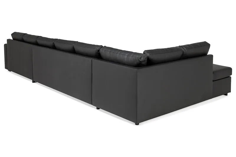 Crazy 6-sits Vänstervänd U-formad XX-Large Soffa med Divan och Schäslong i Konstläder - Svart - Möbler - Soffa - Skinnsoffor