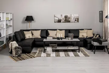 Crazy 6-sits Vänstervänd U-formad XX-Large Soffa med Divan och Schäslong i Konstläder - Svart - Möbler - Soffa - Skinnsoffor
