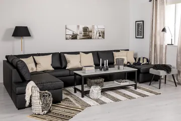 Crazy 6-sits Vänstervänd U-formad XX-Large Soffa med Divan och Schäslong i Konstläder - Svart - Möbler - Soffa - Skinnsoffor