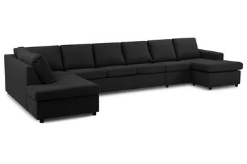 Crazy 6-sits Vänstervänd U-formad XX-Large Soffa med Divan och Schäslong i Tyg - Antracit - Möbler - Soffa - U-soffa