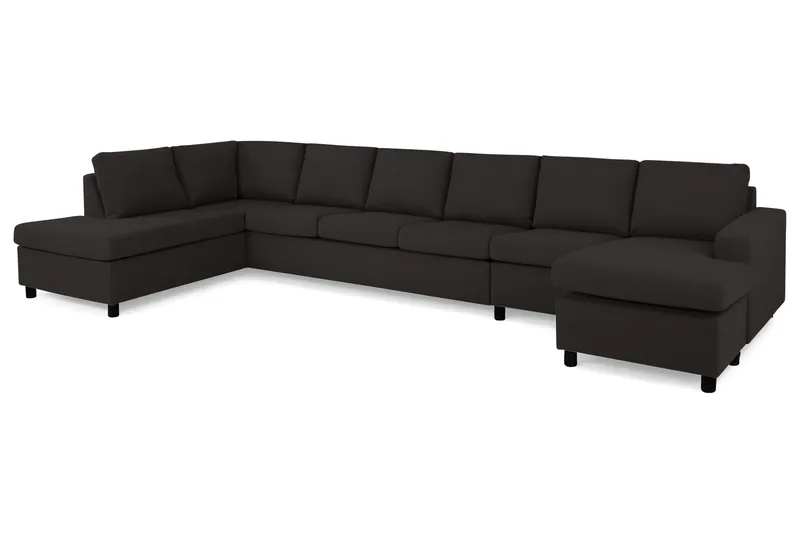 Crazy 6-sits Vänstervänd U-formad XX-Large Soffa med Divan och Schäslong i Tyg - Antracit - Möbler - Soffa - U-soffa