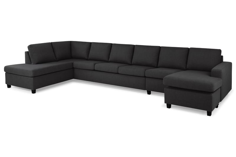 Crazy 6-sits Vänstervänd U-formad XX-Large Soffa med Divan och Schäslong i Tyg - Antracit - Möbler - Soffa - U-soffa