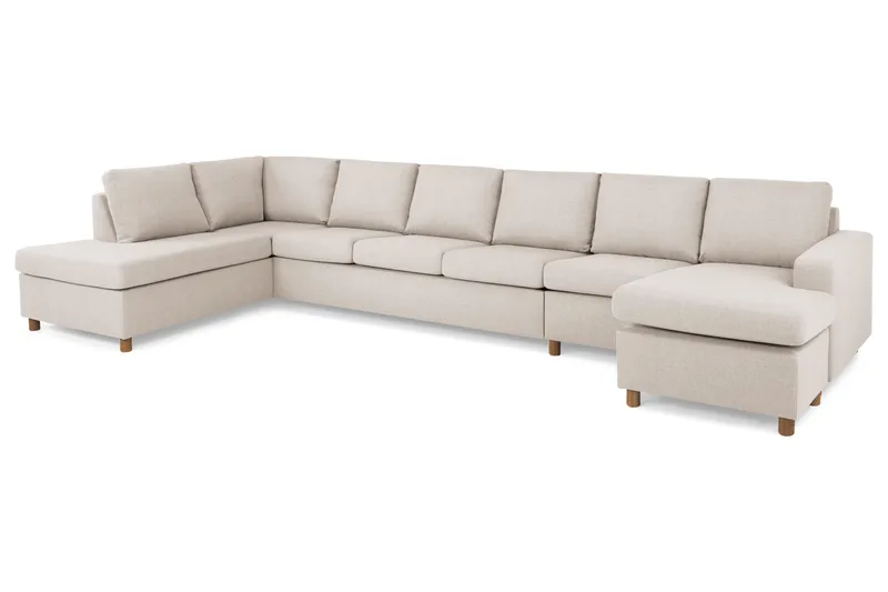 Crazy 6-sits Vänstervänd U-formad XX-Large Soffa med Divan och Schäslong i Tyg - Beige - Möbler - Soffa - U-soffa