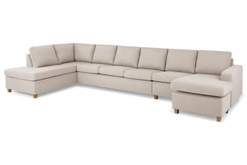 Crazy 6-sits Vänstervänd U-formad XX-Large Soffa med Divan och Schäslong i Tyg - Beige - Möbler - Soffa - U-soffa