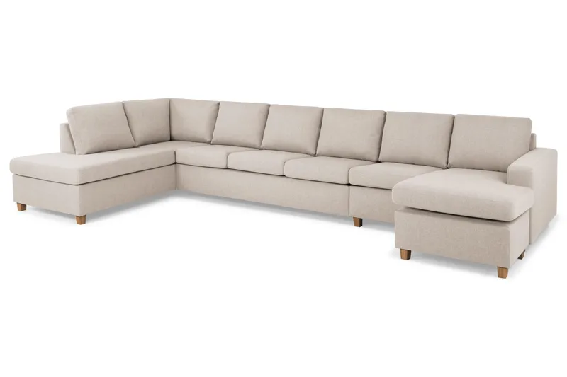 Crazy 6-sits Vänstervänd U-formad XX-Large Soffa med Divan och Schäslong i Tyg - Beige - Möbler - Soffa - U-soffa