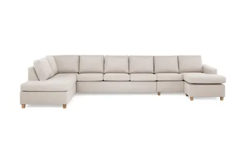 Crazy 6-sits Vänstervänd U-formad XX-Large Soffa med Divan och Schäslong i Tyg - Beige - Möbler - Soffa - U-soffa