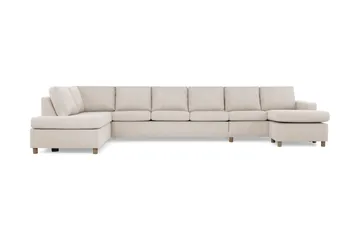 Crazy 6-sits Vänstervänd U-formad XX-Large Soffa med Divan och Schäslong i Tyg - Beige - Möbler - Soffa - U-soffa