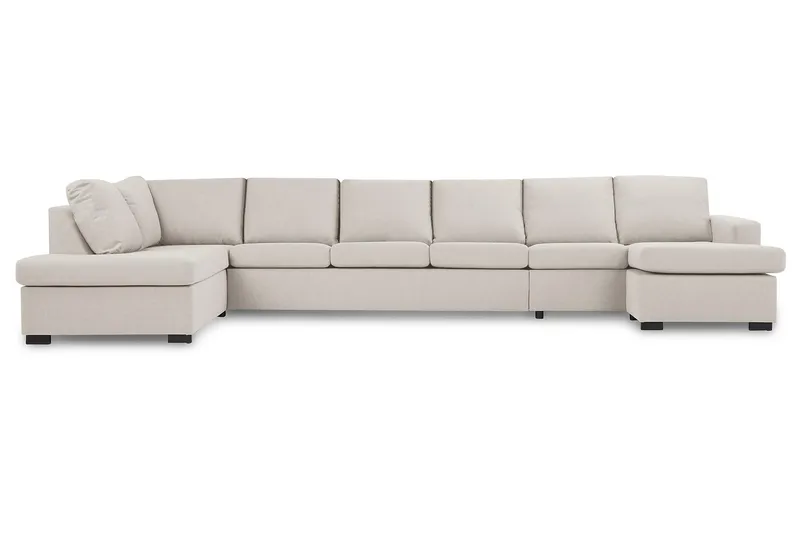 Crazy 6-sits Vänstervänd U-formad XX-Large Soffa med Divan och Schäslong i Tyg - Beige - Möbler - Soffa - U-soffa