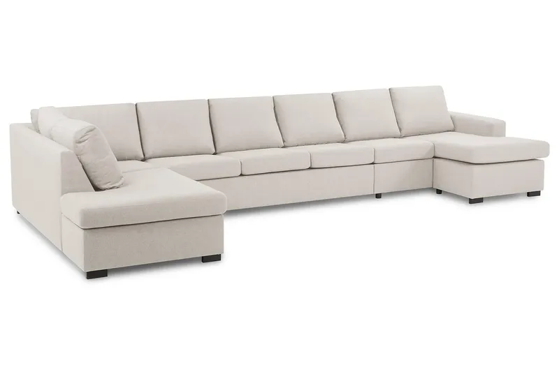 Crazy 6-sits Vänstervänd U-formad XX-Large Soffa med Divan och Schäslong i Tyg - Beige - Möbler - Soffa - U-soffa