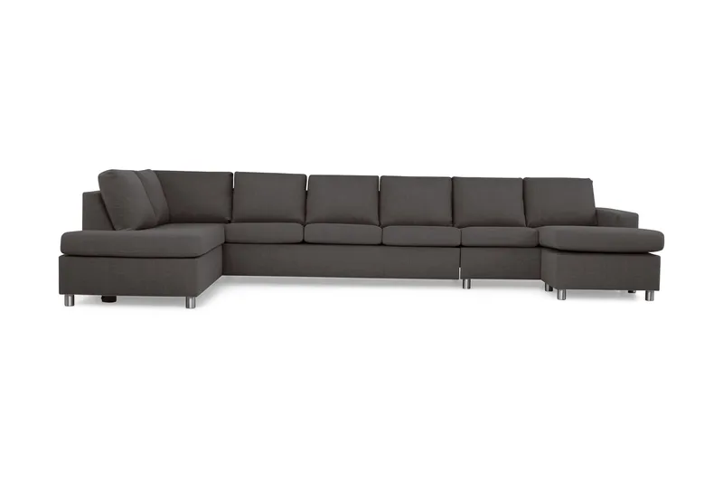 Crazy 6-sits Vänstervänd U-formad XX-Large Soffa med Divan och Schäslong i Tyg, Mörkgrå