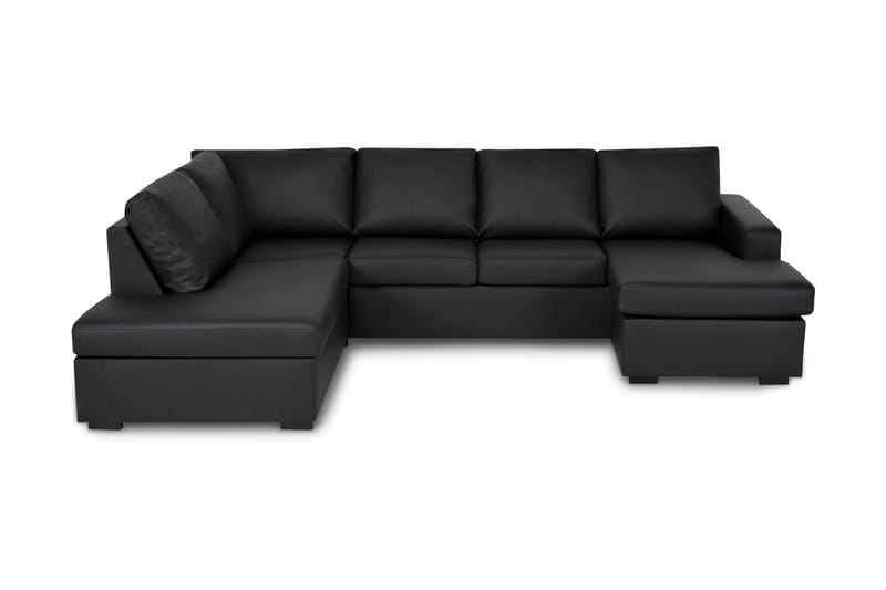 Crazy U-soffa Large Divan Höger - Svart Konstläder - Skinnsoffor - U-soffa