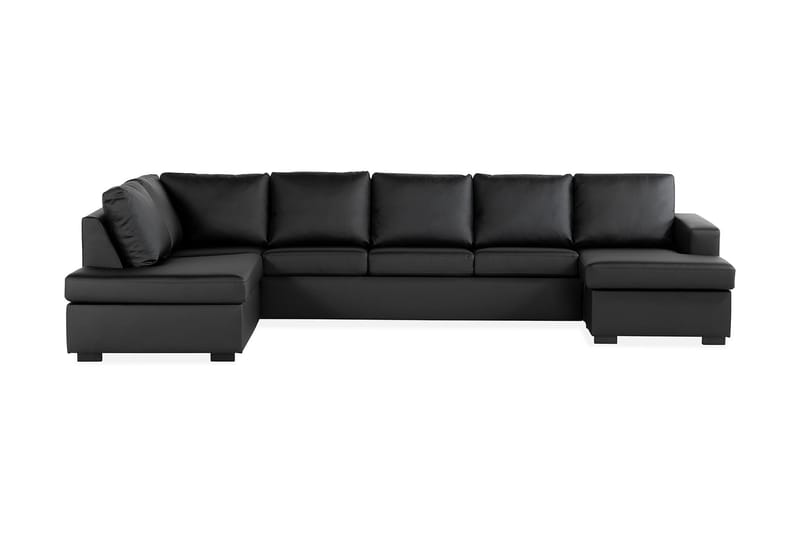 Crazy U-soffa XL Divan Höger - Svart Konstläder - U-soffa