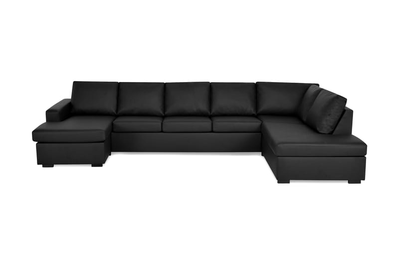 Crazy U-soffa XL Divan Vänster - Svart Konstläder - Skinnsoffor - U-soffa
