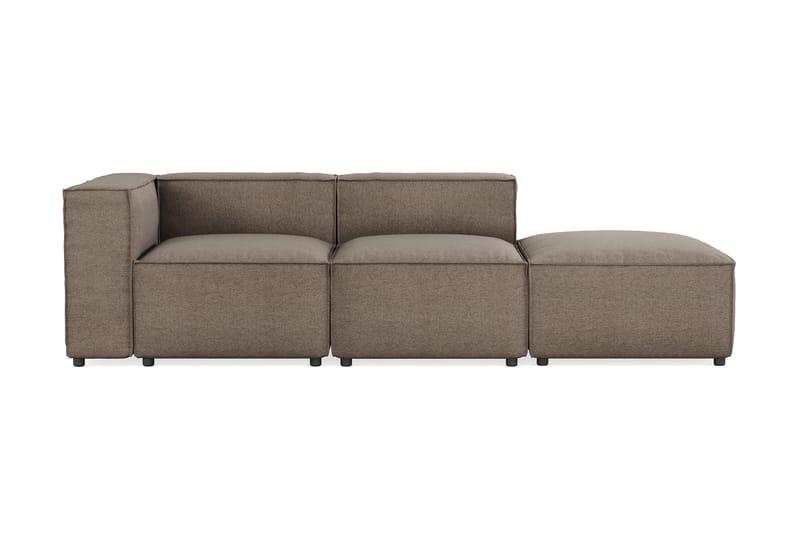 Cubo 3-sits Djup Modulsoffa + Fotpall i Tyg - Grå - Möbler - Soffa - 3 sits soffa