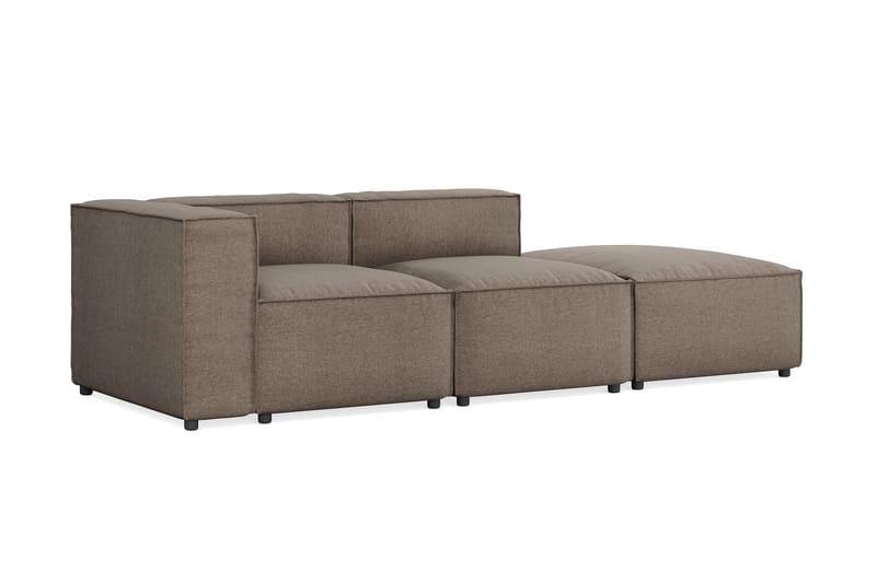 Cubo 3-sits Djup Modulsoffa + Fotpall i Tyg - Grå - Möbler - Soffa - 3 sits soffa