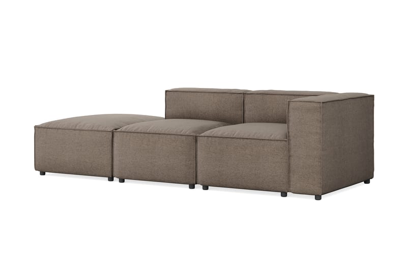 Cubo 3-sits Djup Modulsoffa + Fotpall i Tyg - Grå - Möbler - Soffa - 3 sits soffa