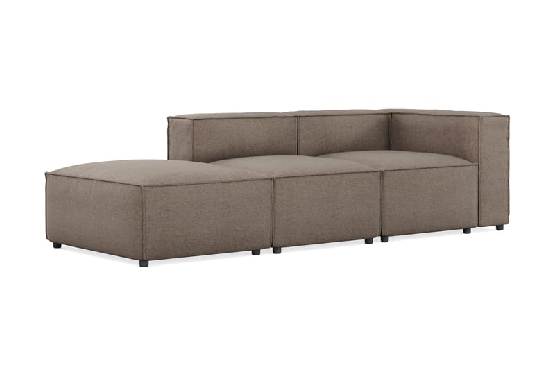 Cubo 3-sits Djup Modulsoffa + Fotpall i Tyg - Grå - Möbler - Soffa - 3 sits soffa