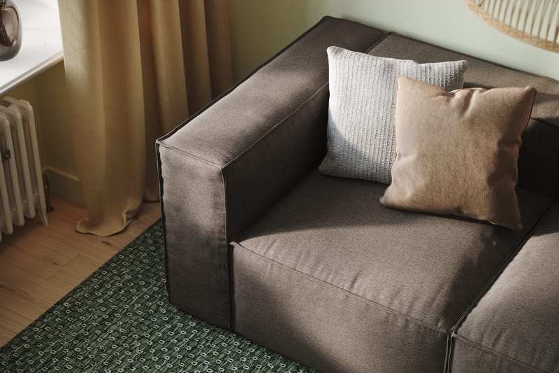Cubo 3-sits Djup Modulsoffa + Fotpall i Tyg - Grå - Möbler - Soffa - Modulsoffor - Komplett modulsoffa