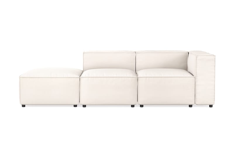 Cubo 3-sits Djup Modulsoffa + Fotpall i Tyg - Vit - Möbler - Soffa - 3 sits soffa